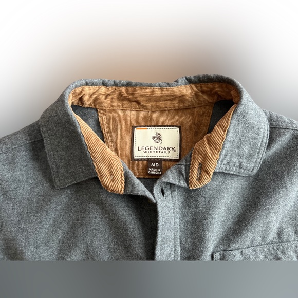 Legendary Whitetails Buck Camp Flannel Gray Shirt Men's Size MD - Picture 3 of 7